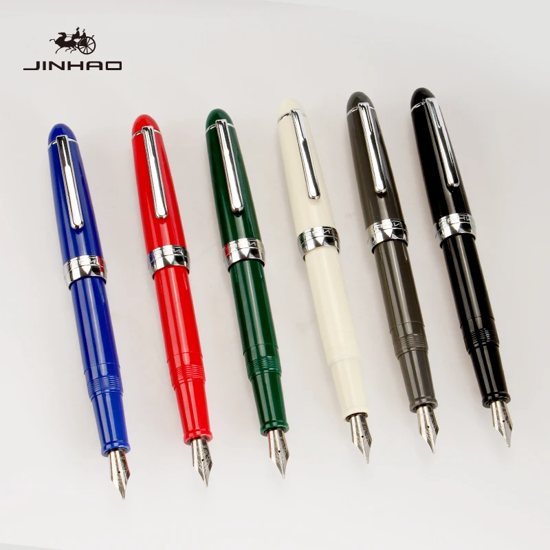 JINHAO NEW 992 color blue plastic Rotating lid Silver student fountain Pen