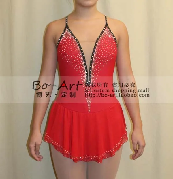 

figure skating clothing red ice skating dress hot sale figure dress for girls custom skating dress free shipping