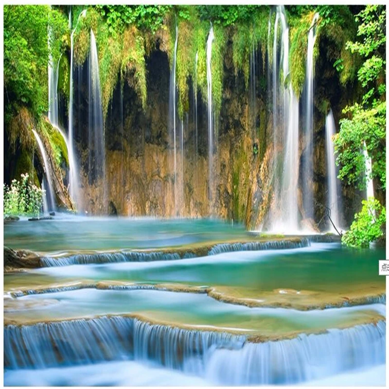 wellyu Custom Cui aquatic custom wallpapers Waterfall non-woven wallpaper background wall of the three-dimensional landscape