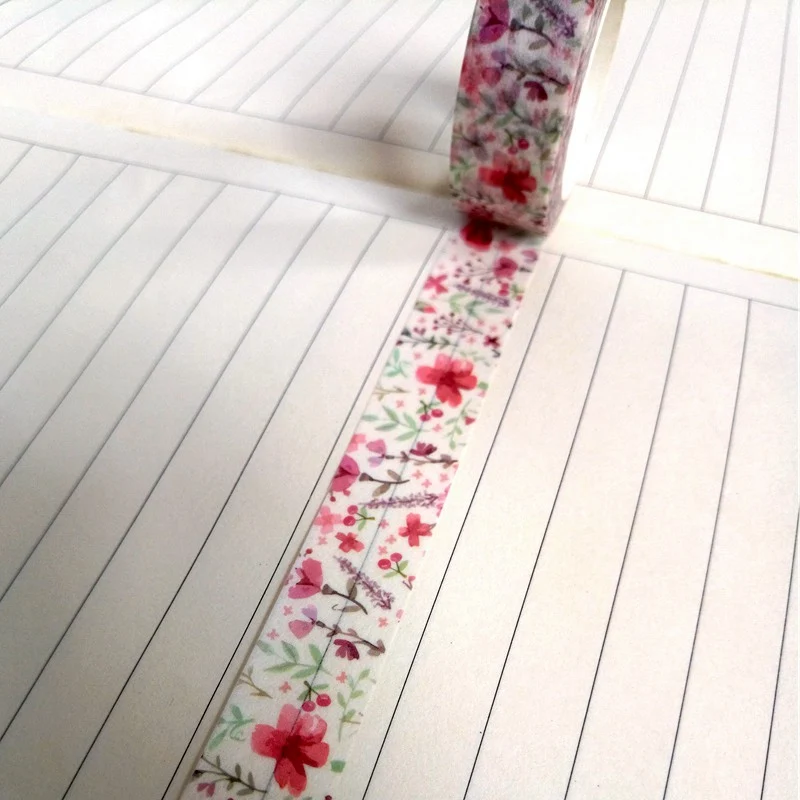 Pita Washi Jepang DIY Bunga Sakura Musim Semi Selotip Perekat Pita Perekat Stiker Alat Tulis Dekoratif 1.5Cm * 10M