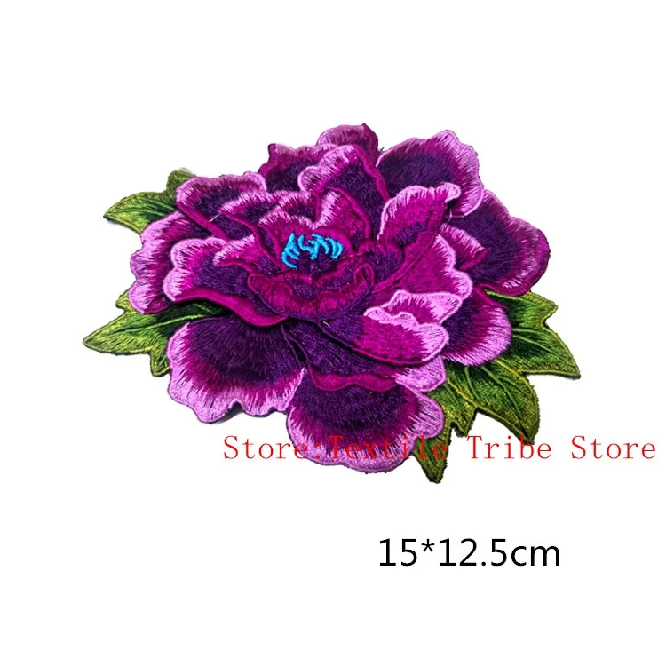 3D Ricamo Peonia Fiori Patch Sew on per I Vestiti Da Cucire Applique Artigianato FAI DA TE Fatti A Mano Eco-Friendly Applique