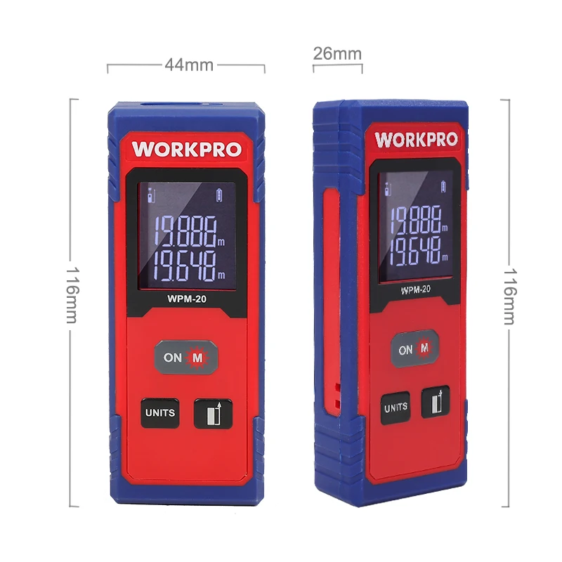WORKPRO 65FT/20M &135FT/40M Laser Distance Meter Laser Rangefinder Digital  laser range finder tape distance measurer