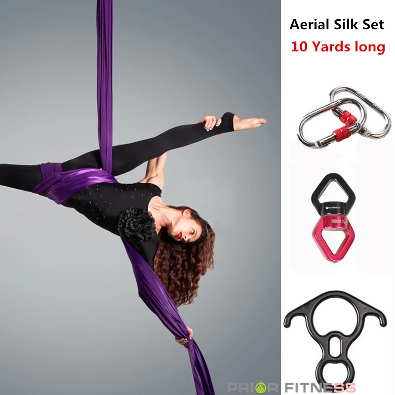 Aerial Silks Set for Acrobatic Flying Dance, Yoga Swing, Inversion Fly Air Therapy, Aerial Fitness, 10Yards, 9.2m