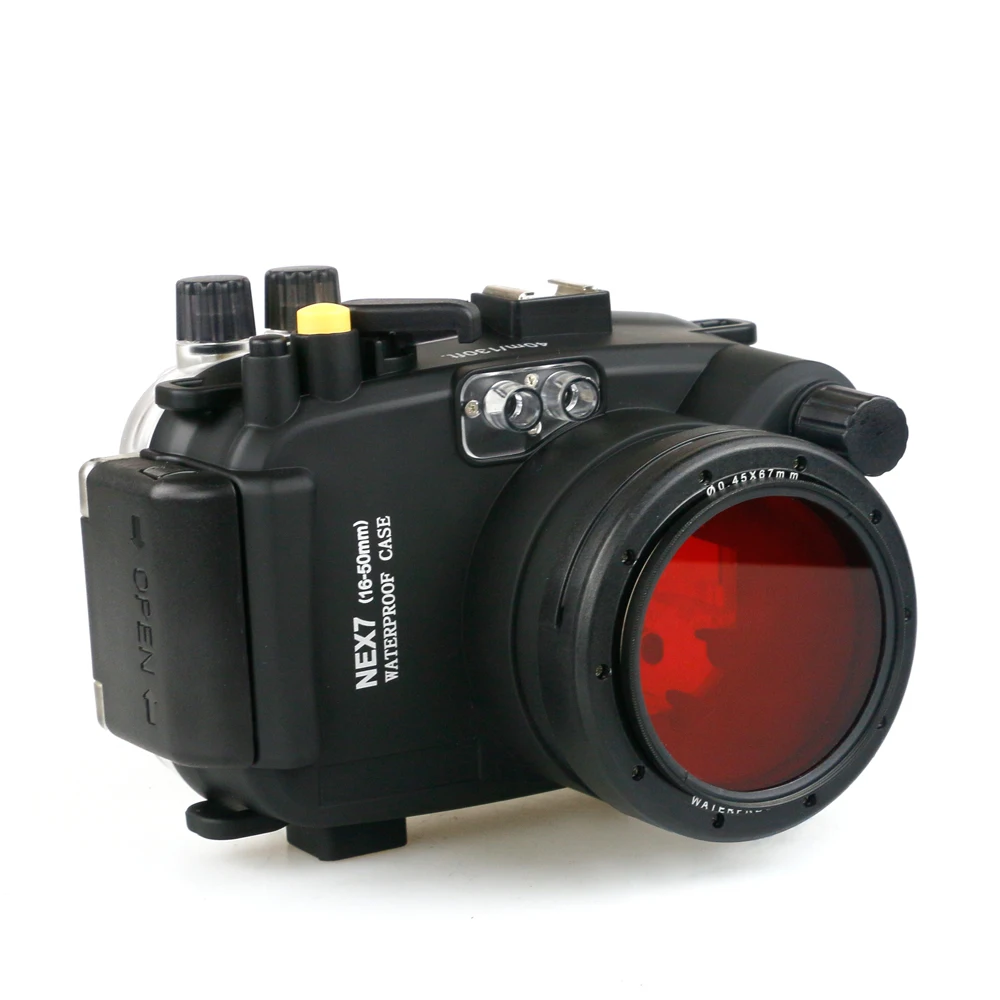 水中カメラ保護ハウジング,防水ケース,ダイビング撮影,不浸透性ボックス,ソニーネックス7,16-50mm, 40mに適しています