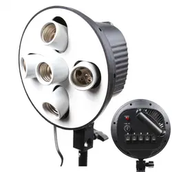 5-In-1 5 Socket E27 Bulb Head Bracket Light Flash Lamp Umbrella Holder Adapter for Photo Studio Softbox Monopod Stand