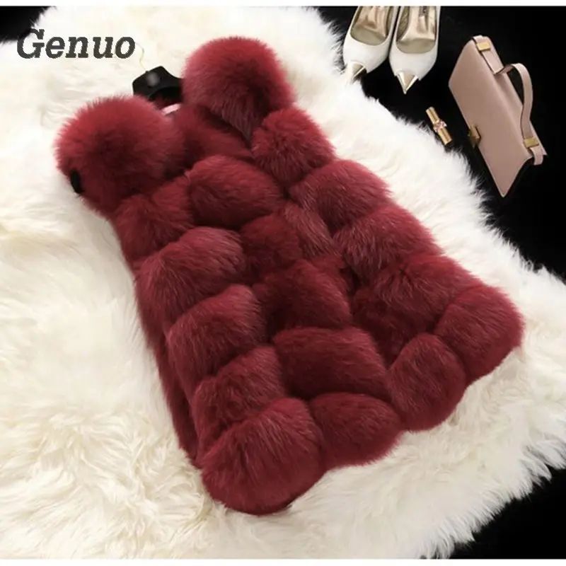 Faux Fur Coat ฤดูหนาวผู้หญิงใหม่แฟชั่นสบายๆ Slim แขนกุด Faux ขนสัตว์เสื้อกั๊กฤดูหนาวแจ็คเก็ตผู้หญิง Casaco Feminino