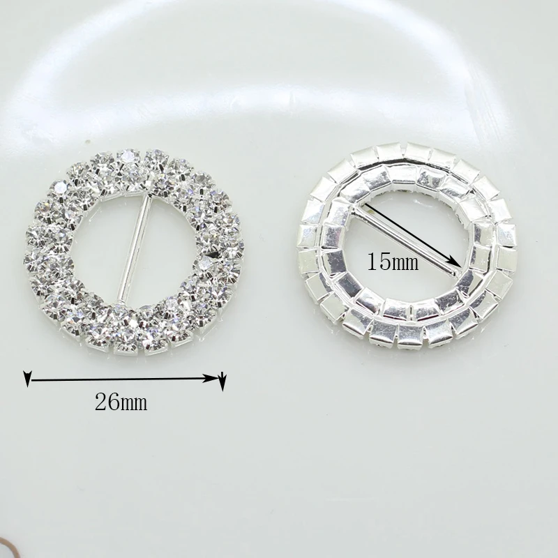 ZMASEY 10pcs/lot 26mm Metal Diamond Buckle Wedding Supply Decoration Invitation Round Shape Rhinestone Buckles Factory