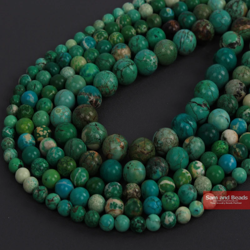 Wholesale Natural Stone African Green Turquoises Beads 4 6 8 10 12 MM Pick Size For Necklace Bracelet Making AGTB9