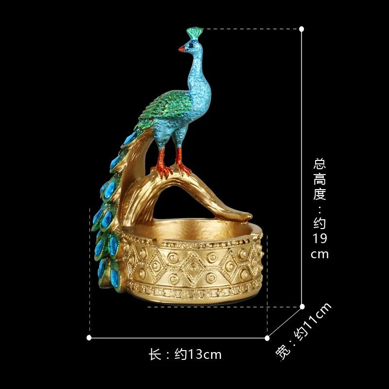 

Unique lovely Colored peacock modeling resin ashtray Peacock decorated with ashtrays