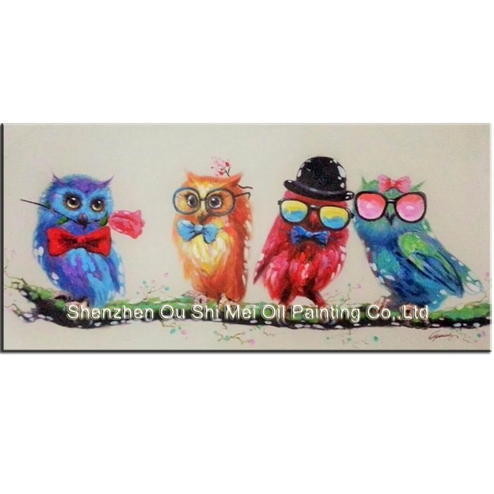 

Decorative Canvas Oil Painting Beautiful Cute Night Owl Wall Art Handmade Modern Animal Party Picture Home Decor No Frame Art