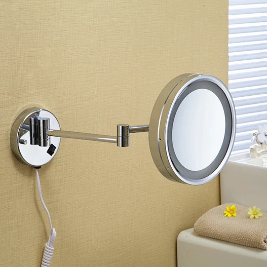 

Vidric Bath Mirrors 8"Wall Mounted Round One Side Bathroom Mirror LED Makeup Cosmetic Mirror Magnifying Lady's Private Mirror 2