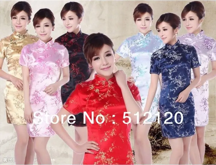 

Shanghai Story new sale Chinese tranditional ladies dress Short qipao new design short sleeve cheongsam 7 color