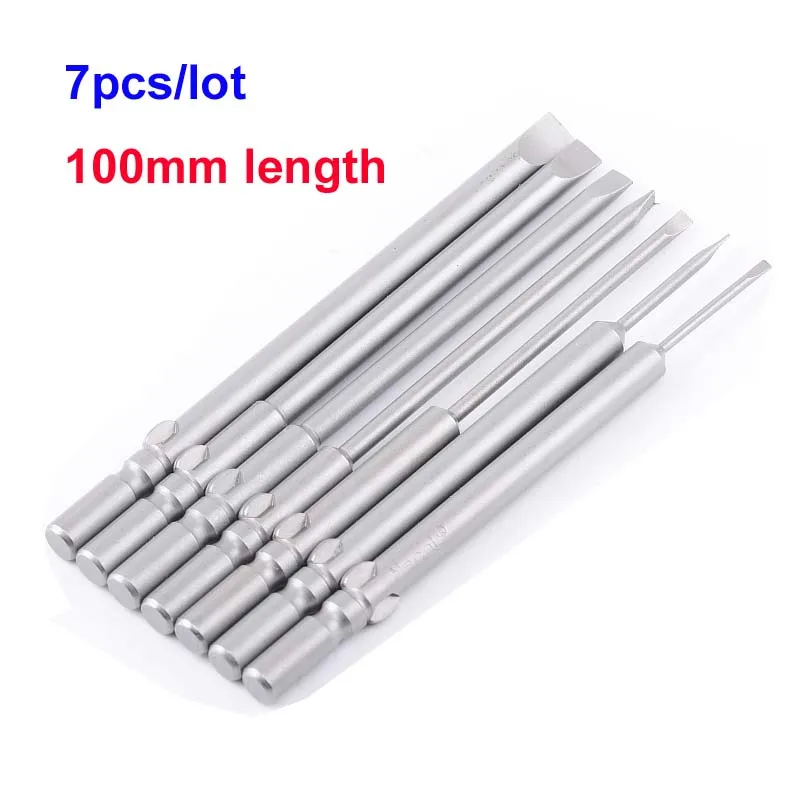 

7pcs 802 Round Shank S2 alloy steel Magnetic Flat Head Slotted Tip Screwdrivers Bits Electric Screwdriver Head 100mm length