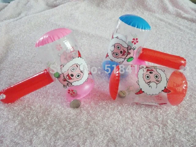 Inflatables Pvc Soft Tape With The Bell Inflatable Hammers Air Filled Toy Child Toys Cartoon Animal Pattern Children Fun Gifts