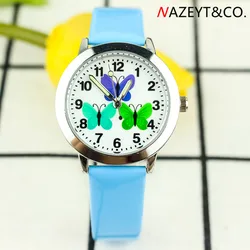 2019 children quartz watch boys girls bule green butterfly face luminous hands jelly dresswatch kids cute annimal sports clock