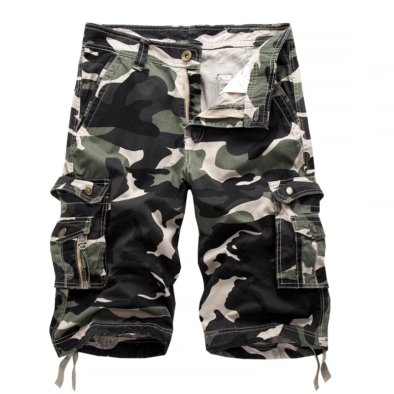 Shorts militares de camuflagem masculina, shorts casuais para exército com vários bolsos, bermudas na moda, plus size 40, verão 2024