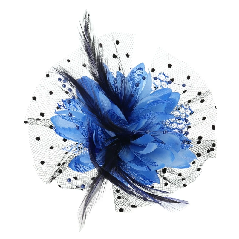 2018 Fashion 1 Pc Women Bridal Mesh Bow Feather Beads Wedding Fascinator Dot Veil Hair Clip Brooch Hot New Design 10 Colors