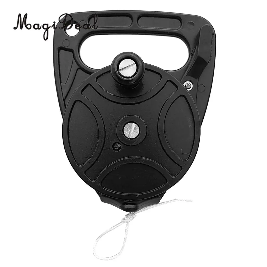 Black Plastic Compact Scuba Diving SMB Wreck Cave Dive Reel Kayak Anchor & Handle, Thumb Stopper, 150ft Line