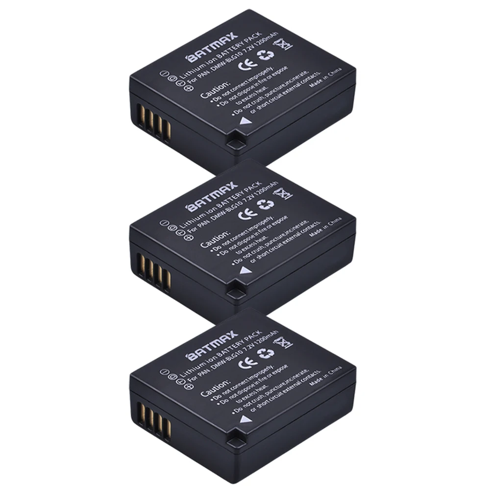 Batmax 3 Pcs DMW-BLE9  DMW-BLG10 DMW-BLE10 Rechargeable Battery for Panasonic DMC-GF3 DMC-GF5 DMC-GF6 DMCGX7 LX100 Camera