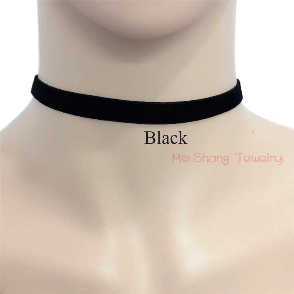 New Fashion Velvet Suede Choker Necklace Hot Trendy Style Black Plain Ribbon Choker Jewelry 33cm(13\