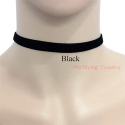 New Fashion Velvet Suede Choker Necklace Hot Trendy Style Black Plain Ribbon Choker Jewelry 33cm(13