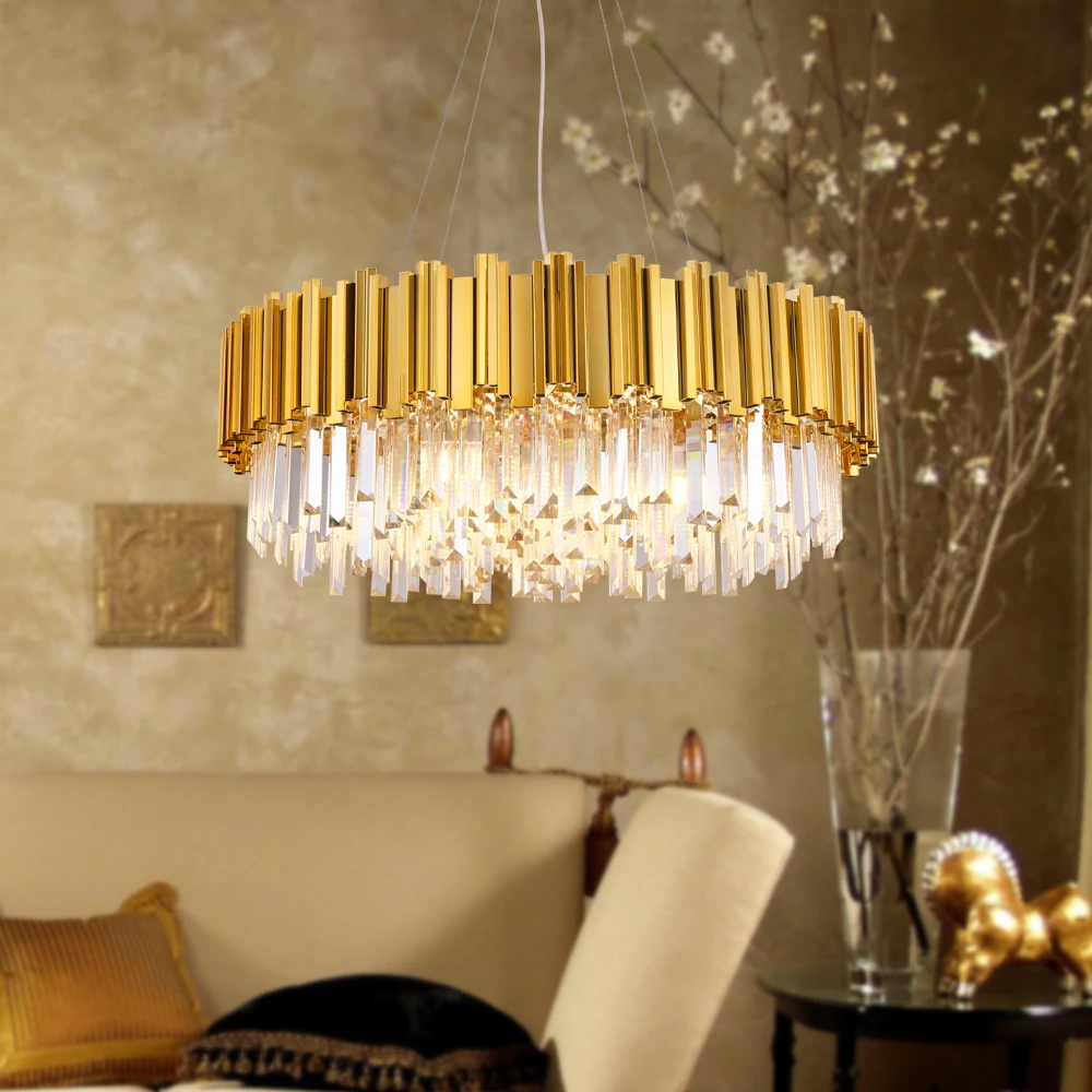 

Modern Luxury Crystal Chandelier Light For Living Room Nordic Gold Pendant Lamp Home Lighting Kitchen Living Room Loft Bedroom