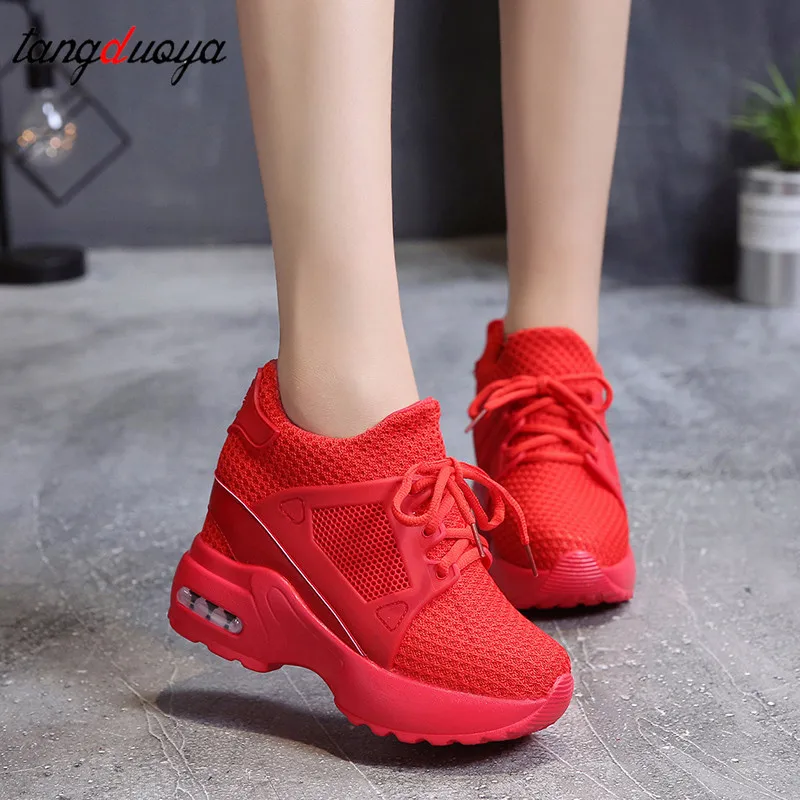 shoes woman sneakers platform sneakers Ladies Shoes sneaker Women Shoes red Breathable mesh womens Ladies Casual Shoes wedge