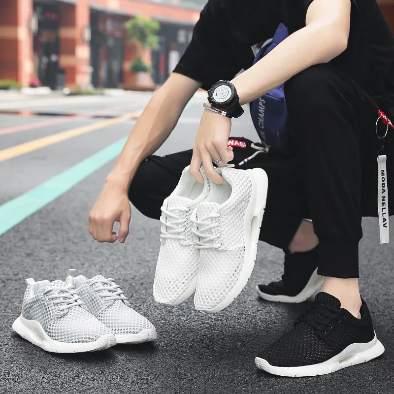 2020 New Mesh Mens Shoes Casual Breathable Sneakers Men Summer White Tenis Masculino Hombre Man Black Flat Erkek Sport Ayakkabi