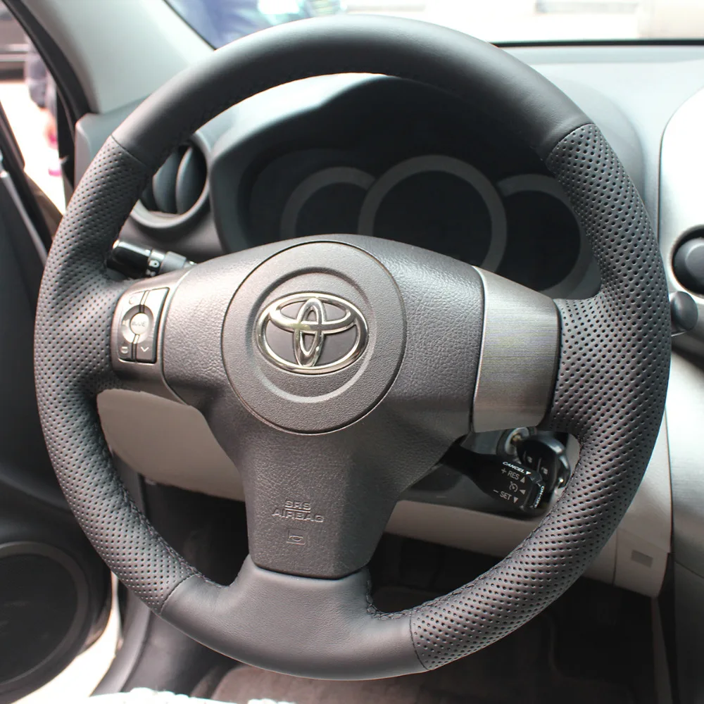 PONSNY Black Artificial Leather Car Steering Wheel Cover for Toyota RAV4 2006-2012 Vios 2008-2013 Yaris 2007-2011 Scion XB 2008