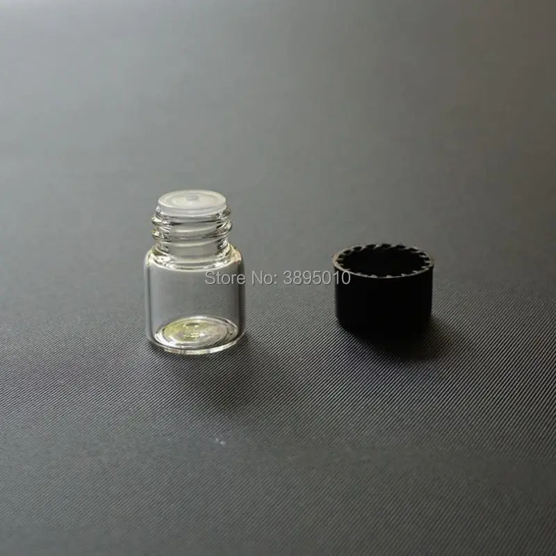 1ml 2ml 3ml clear Glass Bottle With black plastic cap.Essential Oil Container,mini container,sample bottle F445