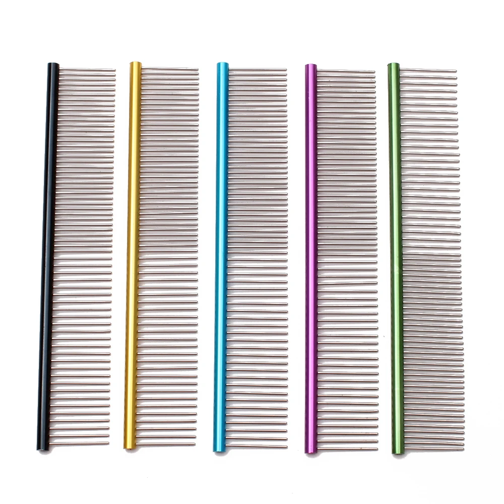 

C6704 19cm 35g Aluminum alloy Stripe Grooming Comb For Dogs Grooming Tools Stripe Grooming Comb Professional Pets Hair Trimmer