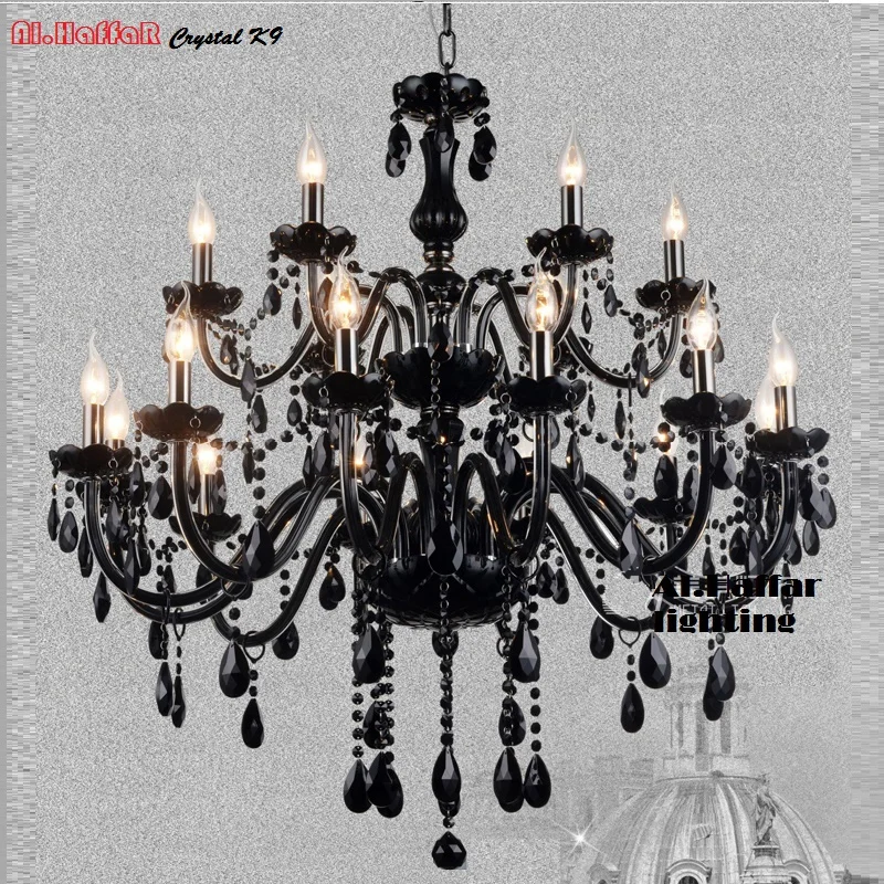 Black Crystal chandelier Light Modern Black Chandelier Lighting for bedroom Dining Room Living room Hotel lamp Lighting Candle