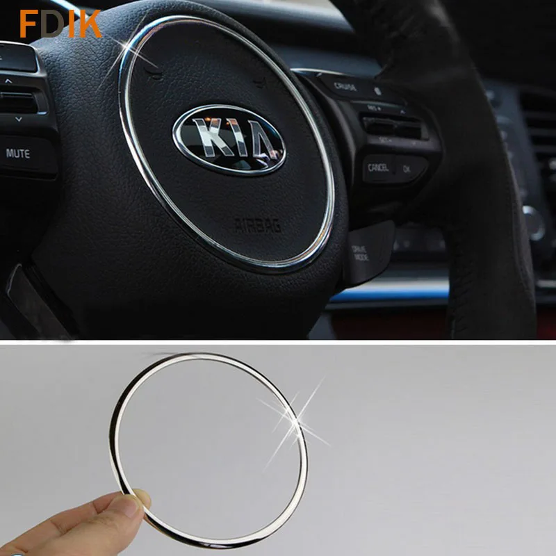 Embellecedor de cubierta circular de volante Interior cromado de espejo inoxidable para Kia K5 Optima 2014 2015