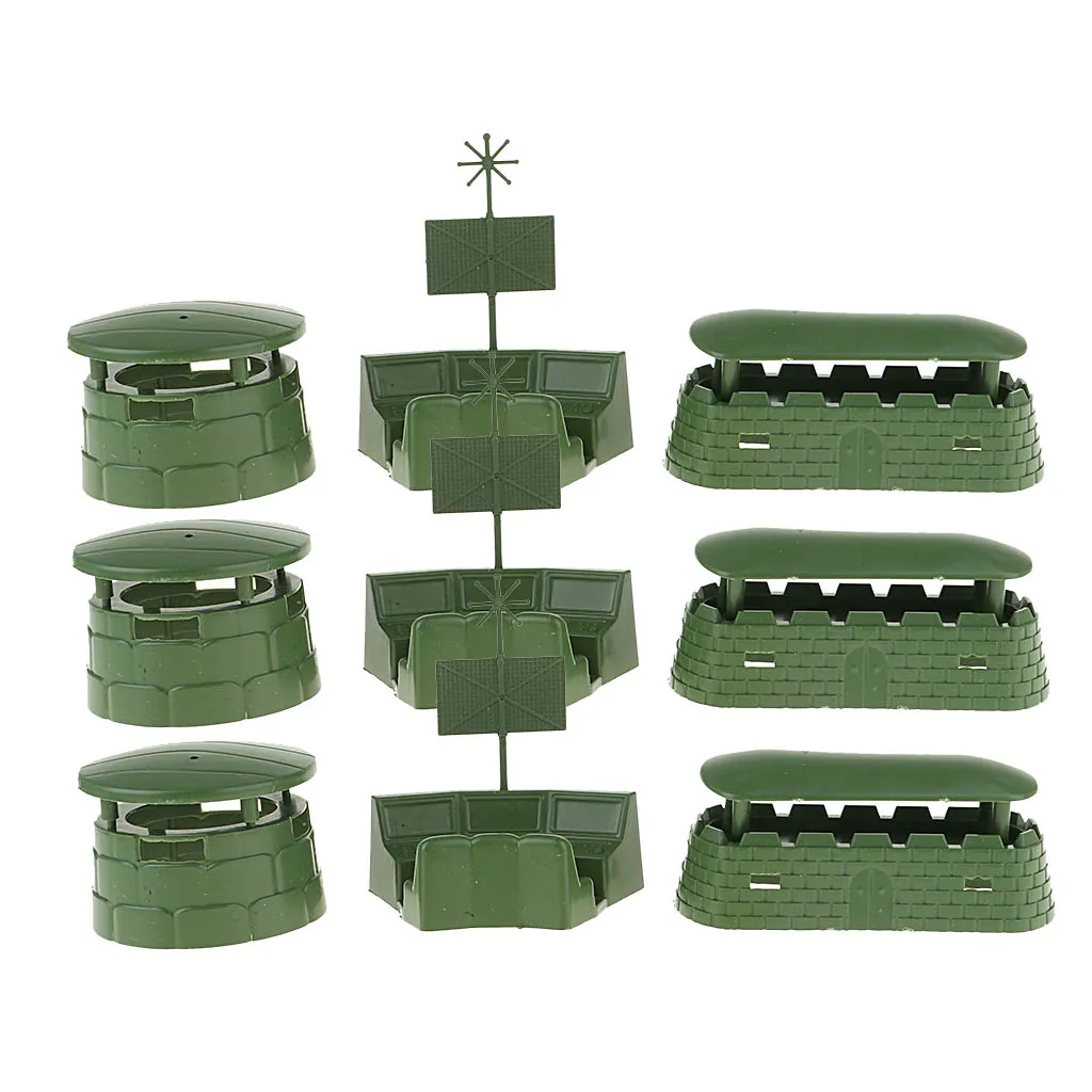 Big Bunkers Radar Models Toy, Soldiers Action Figures, Army Men Acessórios, Cenas de Guerra, Pretend Play Brinquedos para Crianças, 9Pcs