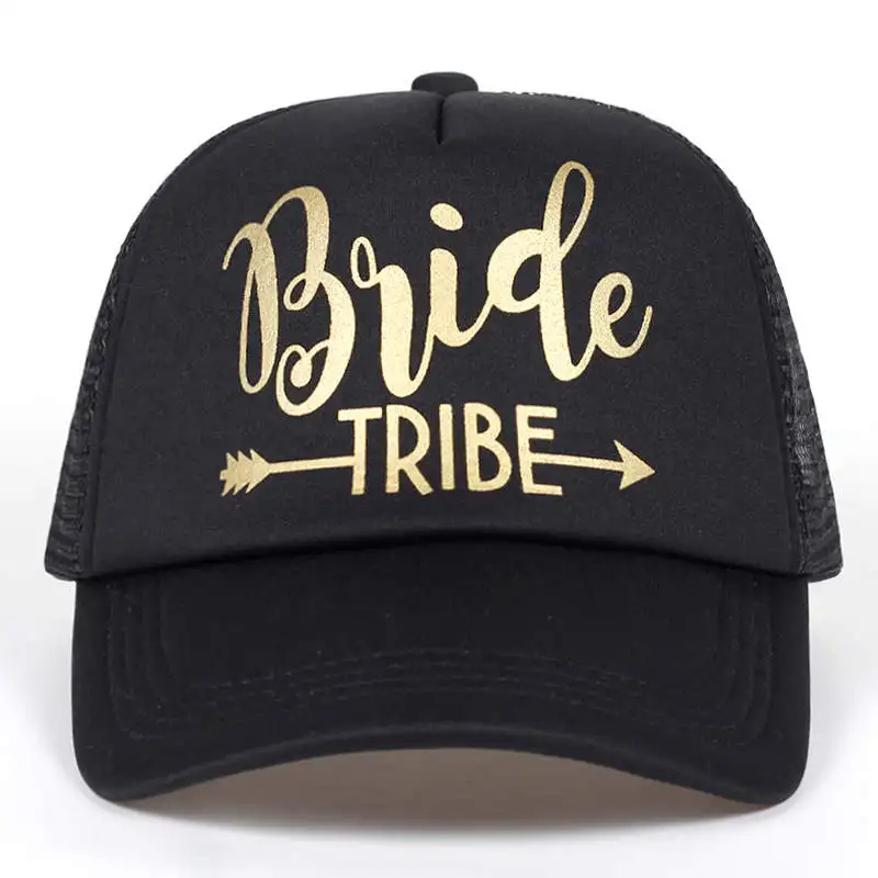 Z napisem Bride tribe wieczór panieński Snapback czapka typu trucker czapka drużyna panna młoda złote litery strzałka panna młoda być z napisem