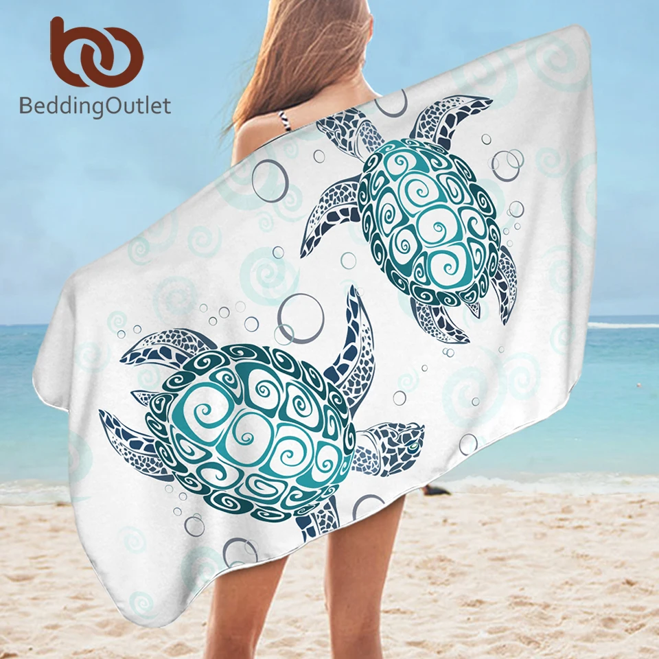 

BeddingOutlet Turtle Bath Towels For Bathroom Tortoise Microfiber Beach Towel for Adults Cartoon Animal Blanket serviette plage