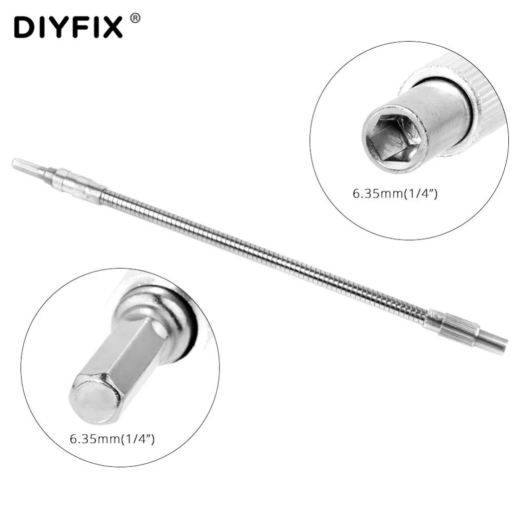 Diyfix broca eletrônica de metal, 1/4 ", extensor de broca de chave de fenda, acessórios para haste de ligação dremel