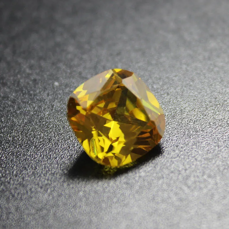 Square shape Golden Cubic Zirconia yellow stone cushion brilliant CZ beads for jewelry making diy