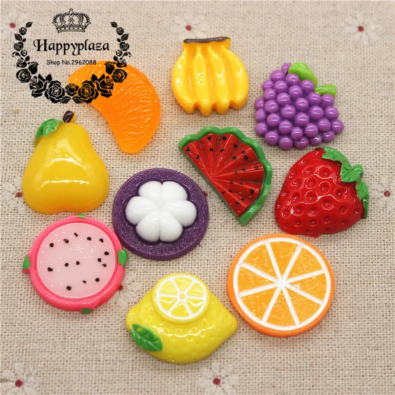 10pcs Cute Resin Various Fruits Simulation Miniature Food Ar