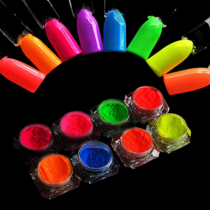 Neon Pigment Nagel Pulver Staub Ombre Nagel Glitter Gradienten Glitter Schillernden Acryl Pulver Bunte Nagel Dekoration 8 Boxen/lot