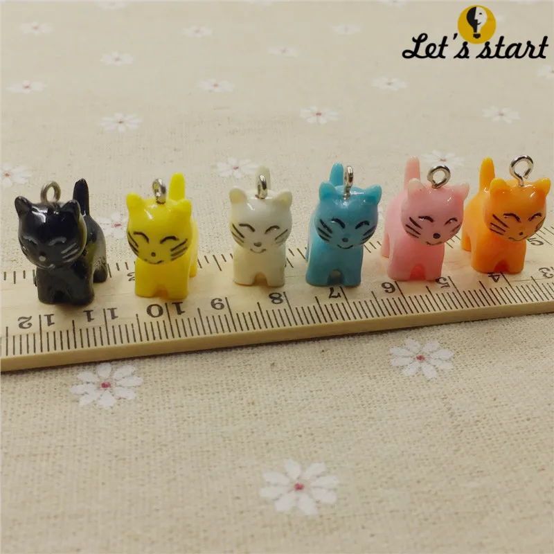 Mina Free shipping!set 20pcs resin cat Cute animal charms.3D resin mixed colors cats pendant for key chain/phone decoration,DIY.