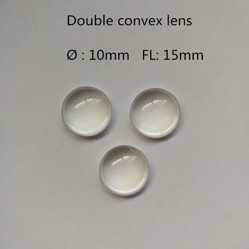 Acrylic double convex lens diameter 10mm focal length 15mm hot sell