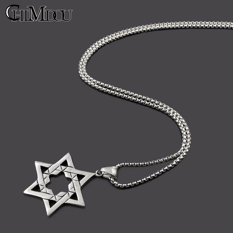 CHIMDOU Fashion Stainless Steel Star Magic Pendant Necklace Link Chain For Men Jewelry Punk Style AP023