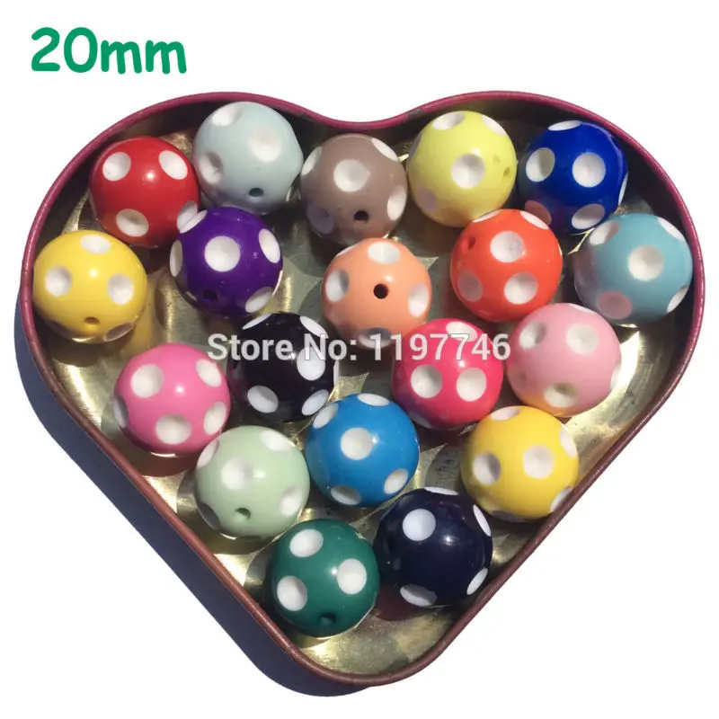 Resin Polka Dot Beads for DIY Necklace Jewelry Making 20mm 18mm 16mm100pcs Round Spacers Chunky Bead with Hole Deco Accessories