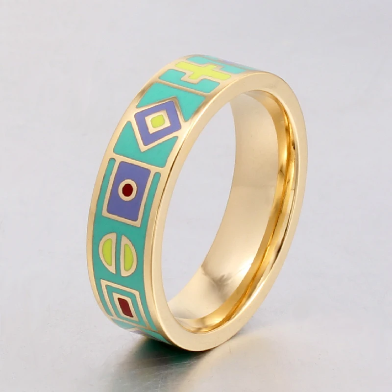 Fine jewelry New Arrival Stainless Steel Rings for Women Birthday gift Fashion Pretty Charm Color Enamel Ring pcjz017