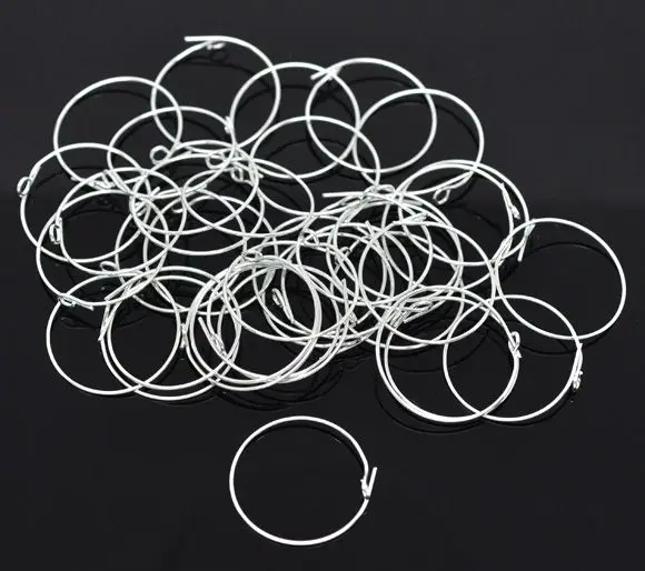 8Seasons 200PCs/Lot Christmas Wine Glass Charm Rings Hoop Silver Color Drink Marker Diy Wine Cup Tags For House Party 25mm Dia.