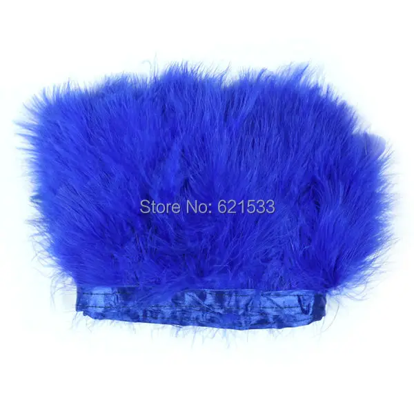 2 yardas/lote-flecos de adorno de plumas de marabú de pavo azul real para espectáculo de vestir adorno de plumas de Navidad, flecos de plumas