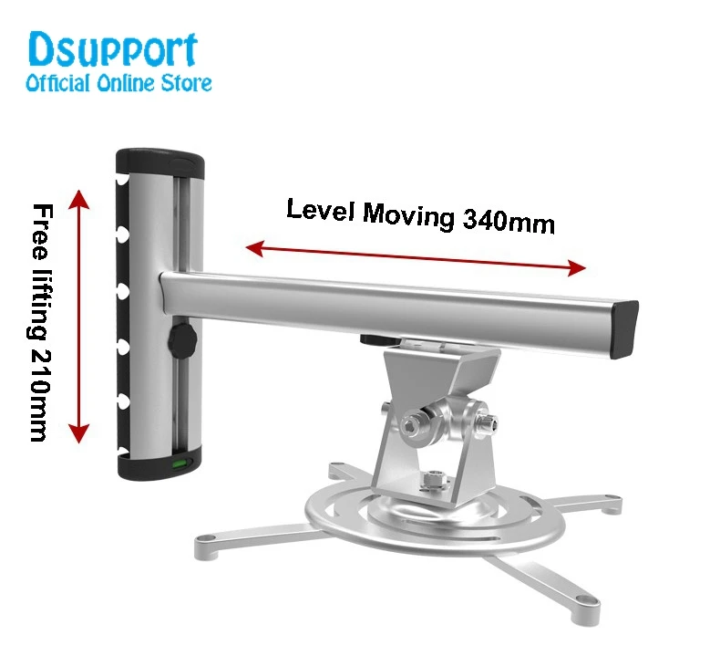 PR03 Liga de alumínio 360 graus projetor montagem na parede movimento completo retrátil universal projetor cabide suporte