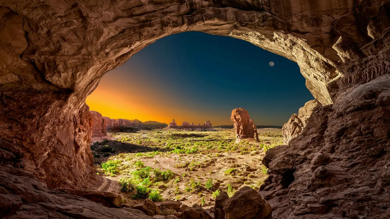 

Arches National Park cave stone background High quality Computer print scenic backdrop