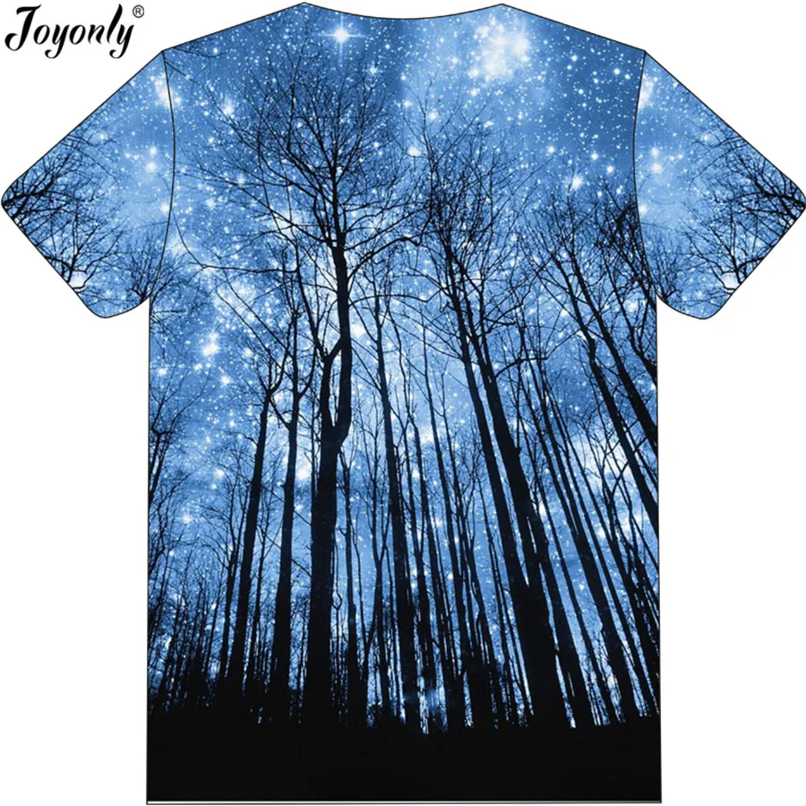 Joyonly Boys Girls 3D Printed T-shirt Blue Galaxy Tree Star Night Brand Design T shirt 2022 Summer Children Cool Clothes Tops